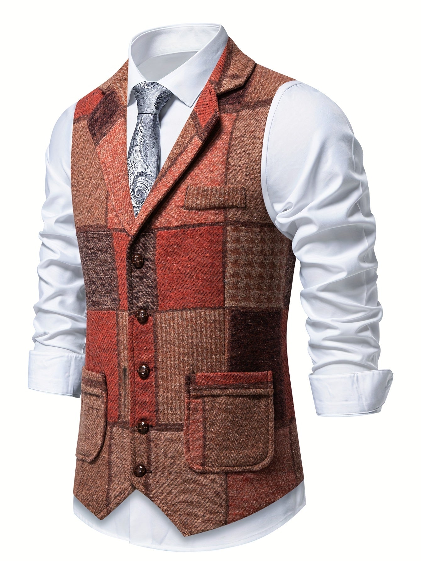 Saverse | Patchwork Tweed Style Vest