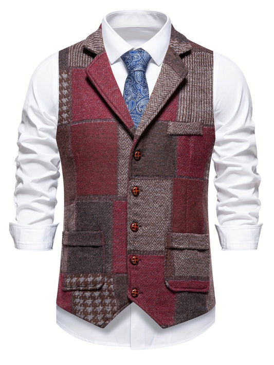 Saverse | Patchwork Tweed Style Vest