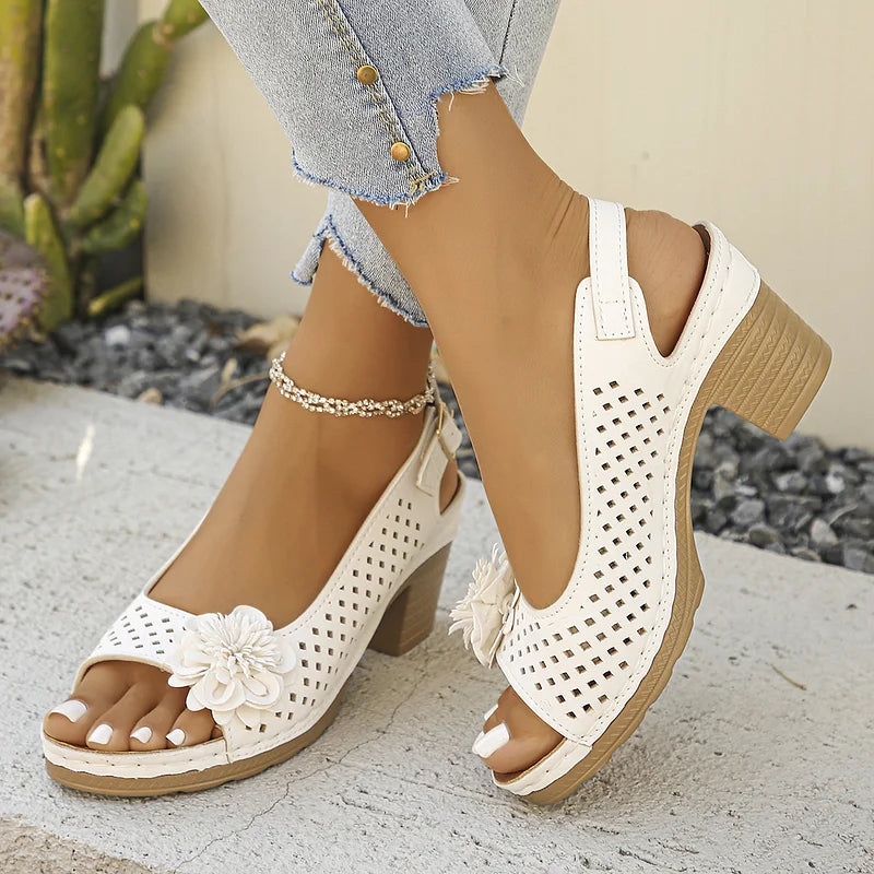 Imogen | Open Toe Slingback Block Heel Sandal