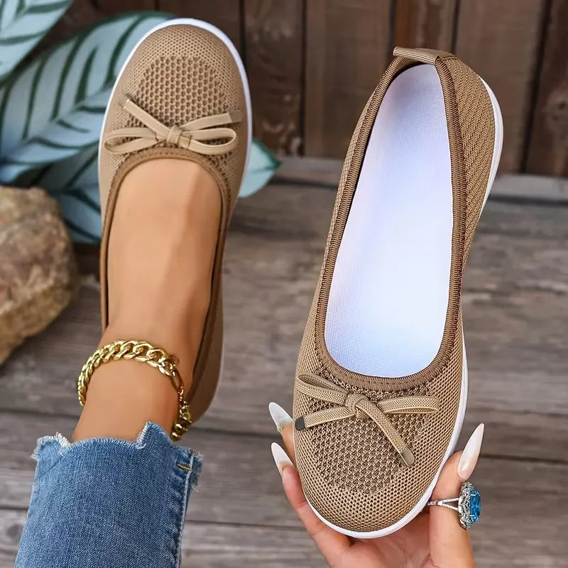 Mayda | Ballet Flats Knit Bow Round Toe