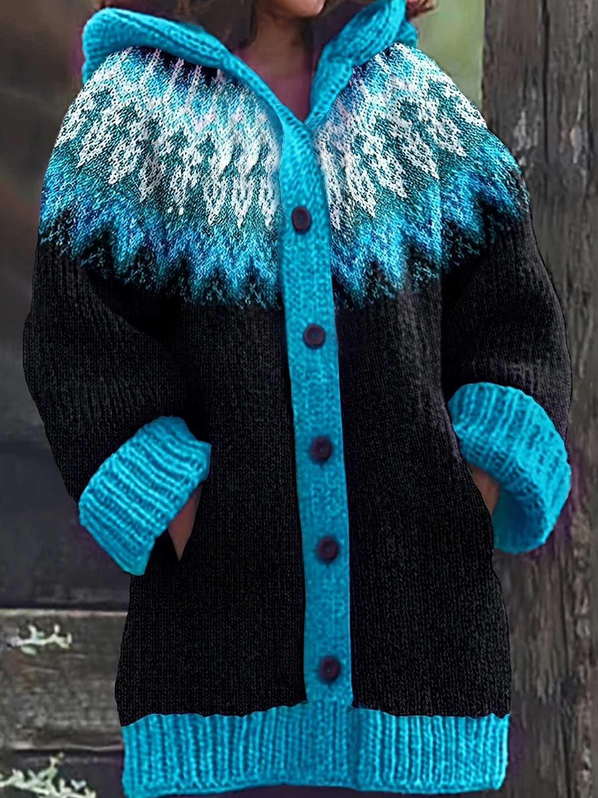 Peneeuva | Hooded Long Sleeve Winter Sweater