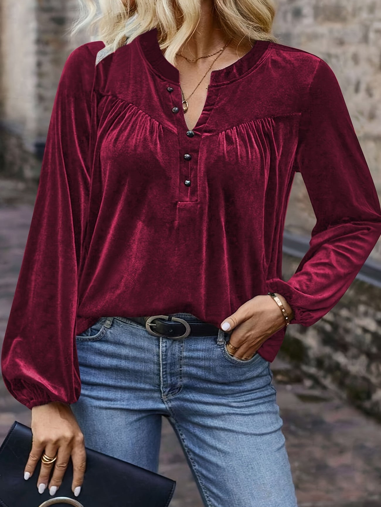 Samiana | Gathered Long Sleeve Shirt in Multiple Colors