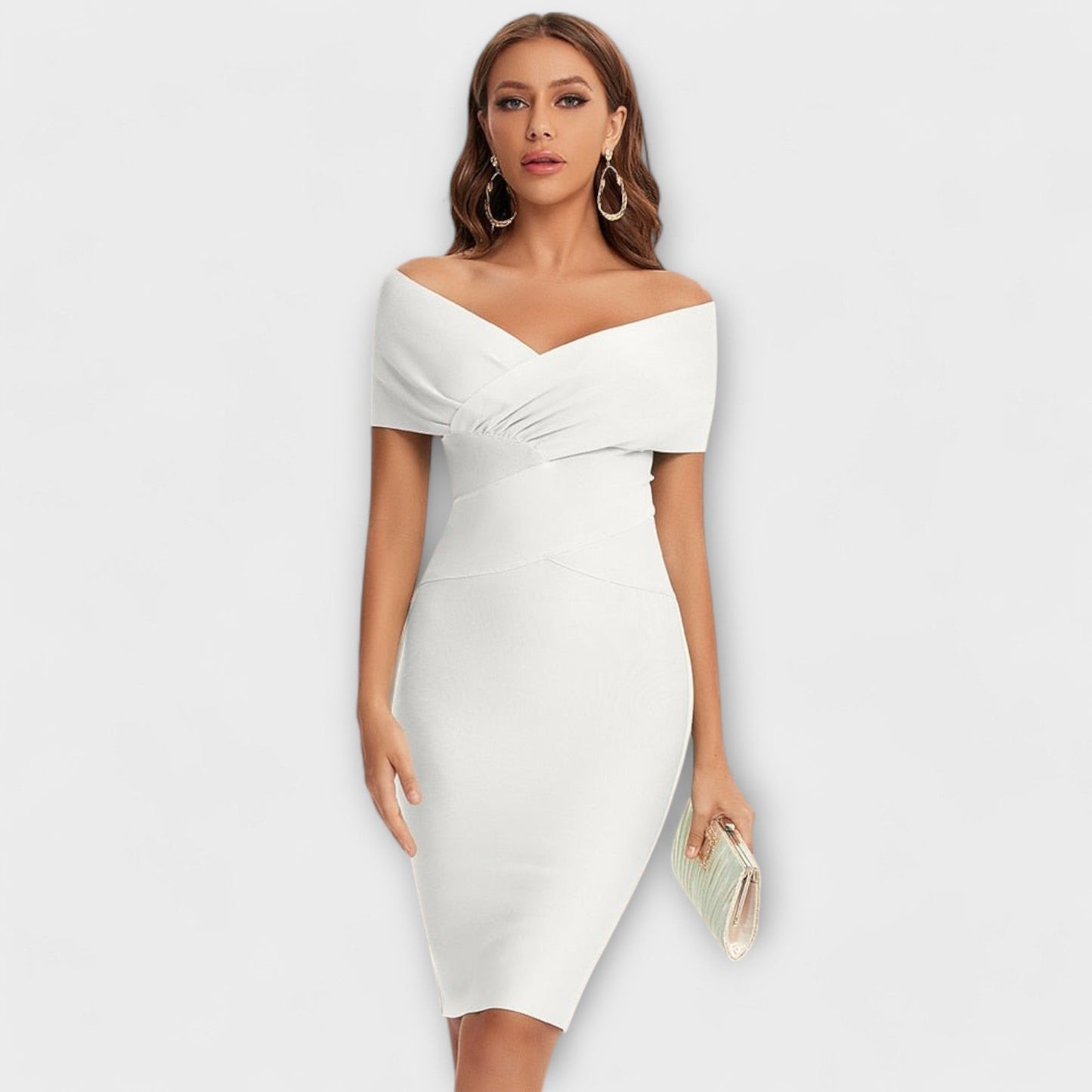 Leesina | Off Shoulder V Neck Bodycon Dress