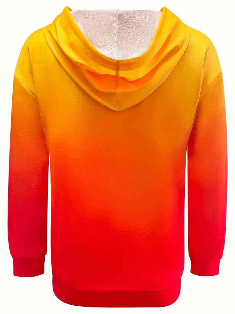 Areeqa - Gradient Drawstring Hooded Sweatshirt Long Sleeve