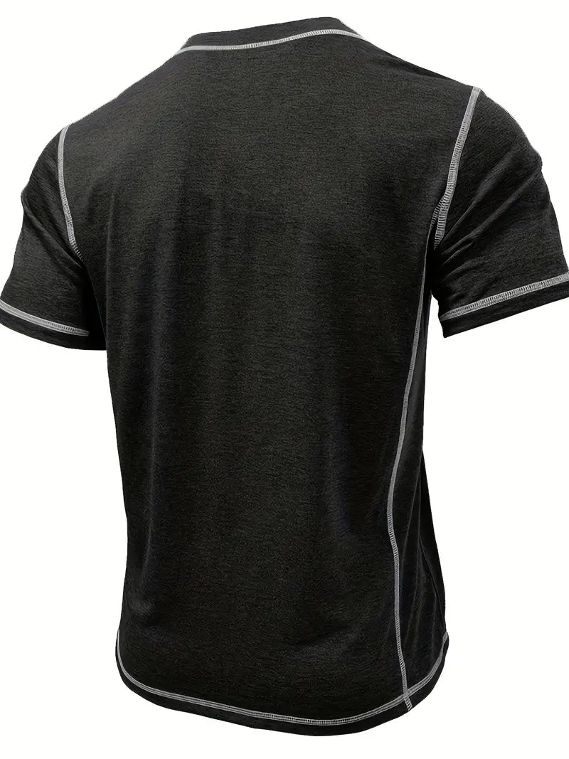 Orazio | Henley Short Sleeve Contrast Stitch Shirt