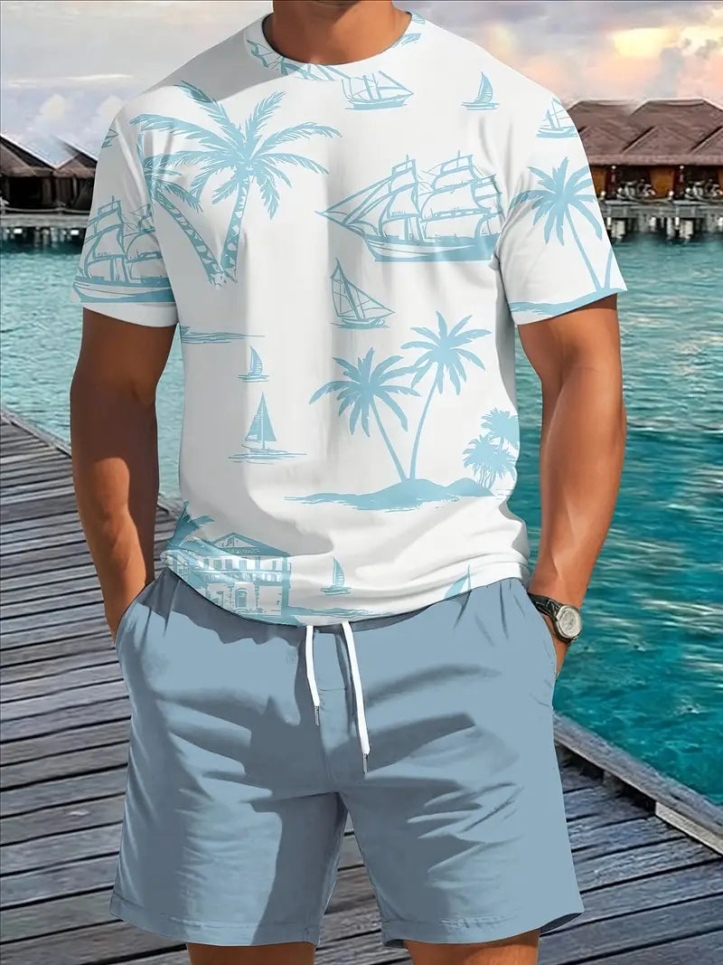 Barea | Tropical Print T Shirt Shorts Set