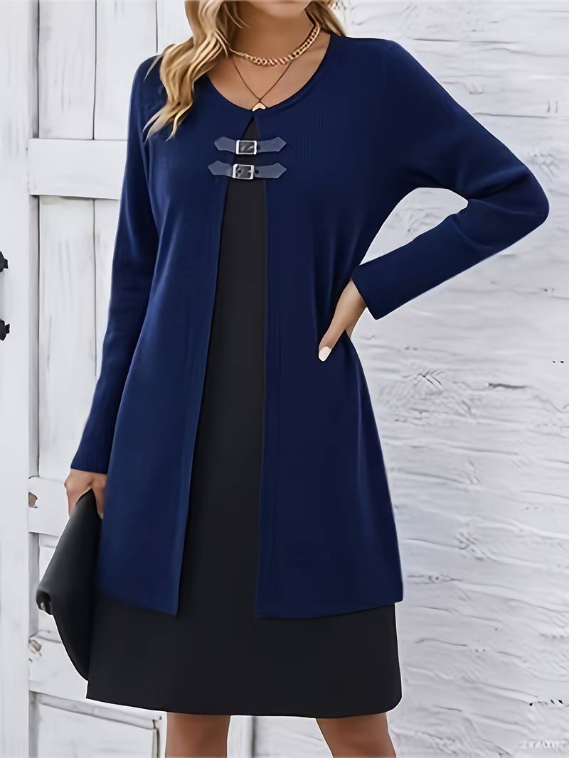 Shirahoshi | Dress Ribbed Long Sleeve Buckle Front