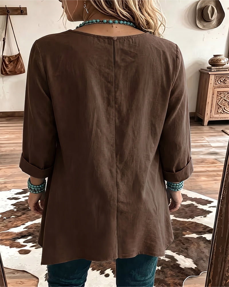Taireen | Tunic Blouse with Boho Pleated Neckline