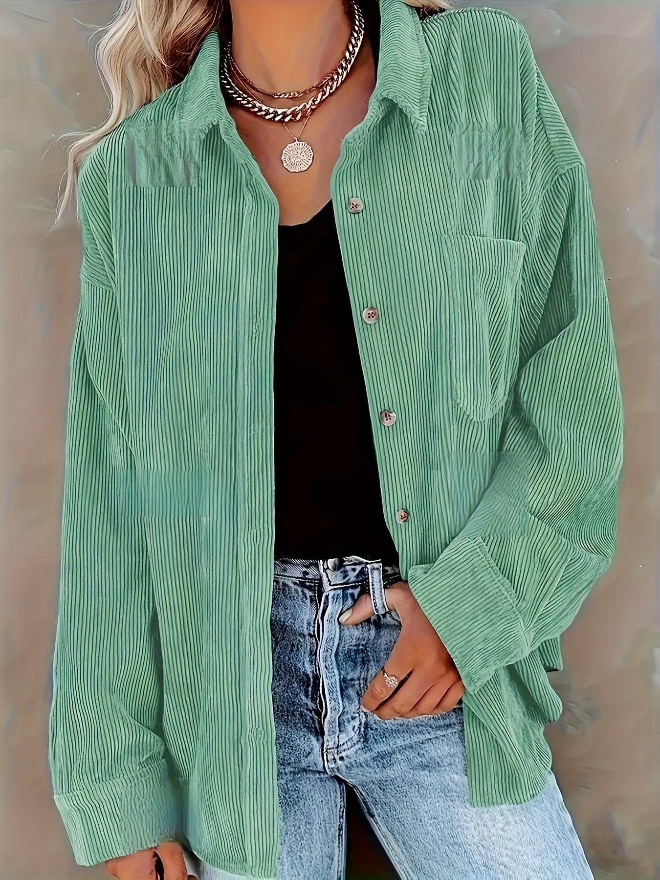Magnius | Long Sleeve Button-Up Shirt with Pocket