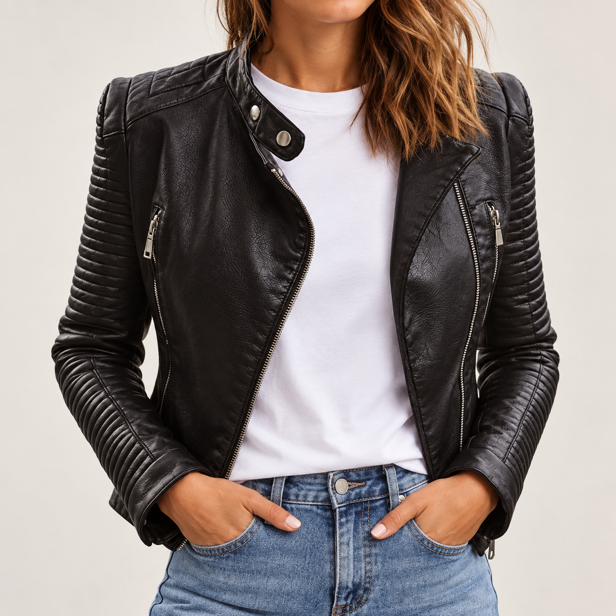Tatjisetta | Biker Jacket with Quilted Shoulders