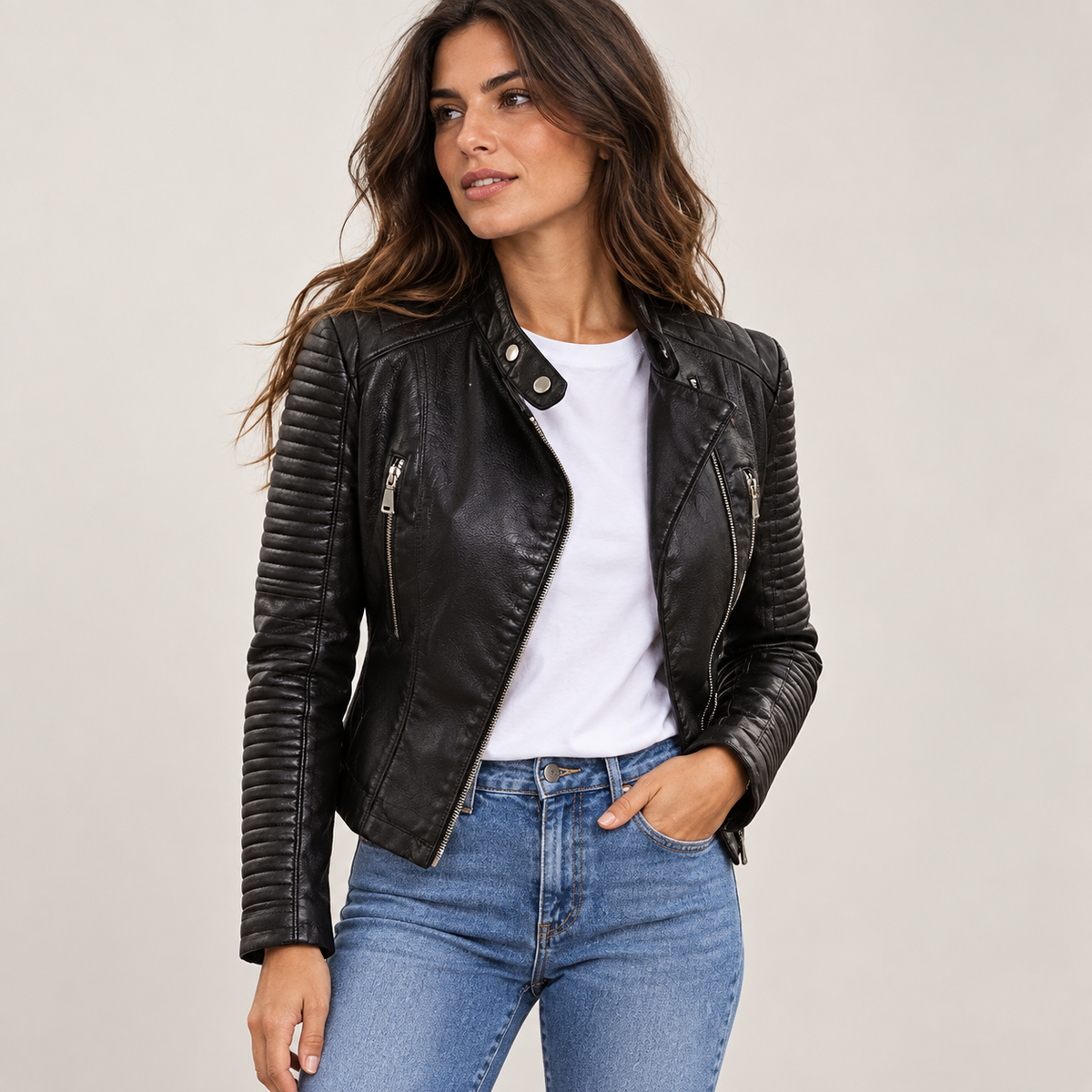Tatjisetta | Biker Jacket with Quilted Shoulders