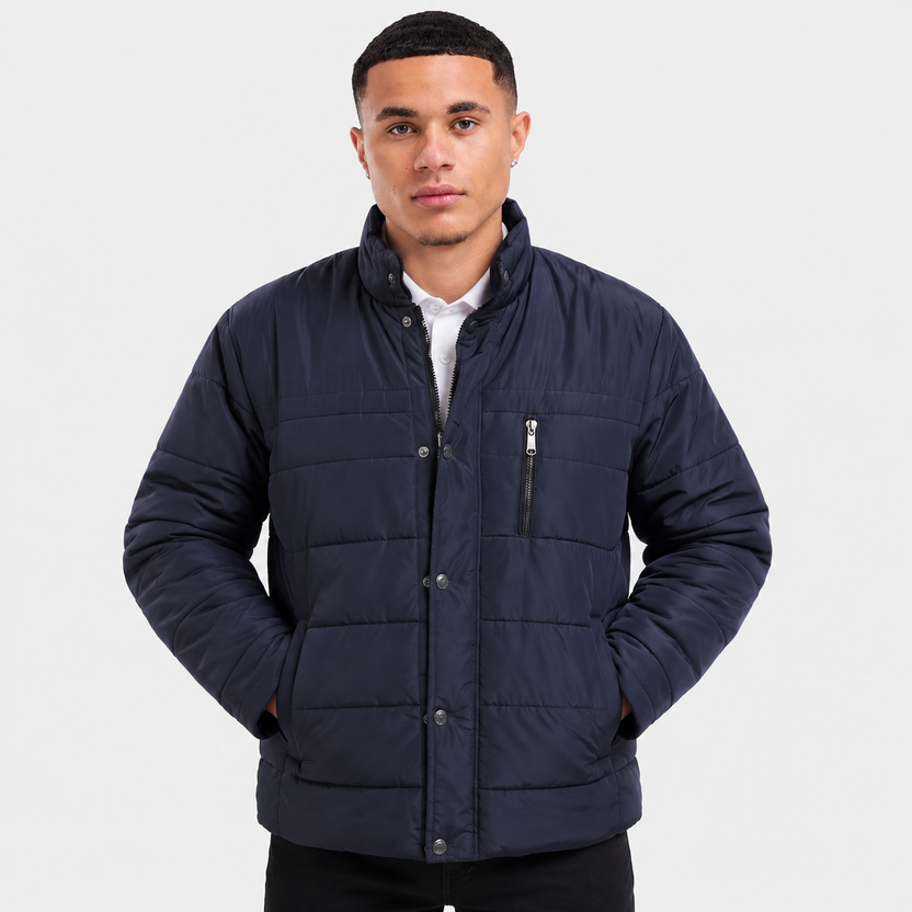 Duncan | Jacket With Horizontal Quilting and Stand Collar