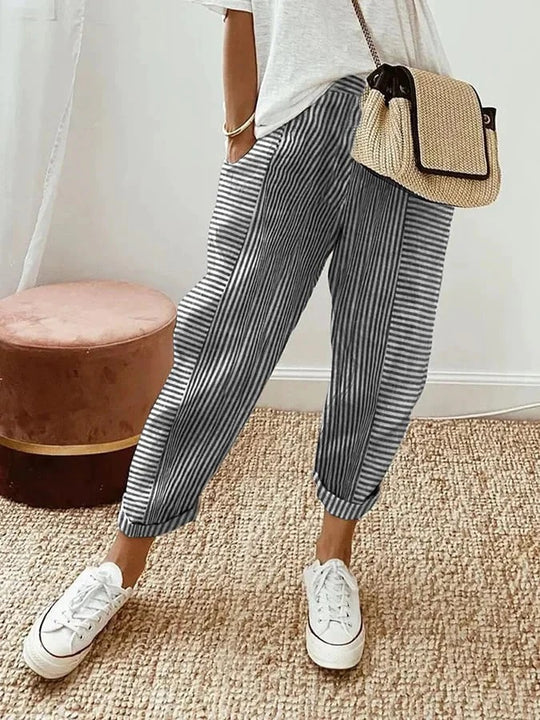 Stefana - Striped Drawstring Jogger Pants