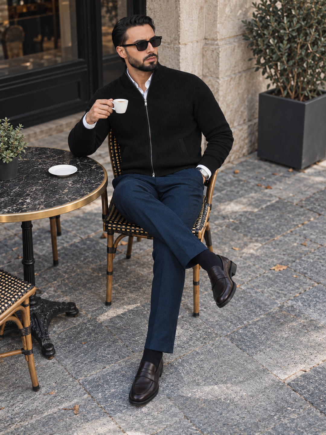 Milou | Cardigan With Ribbed Texture and Stand Collar