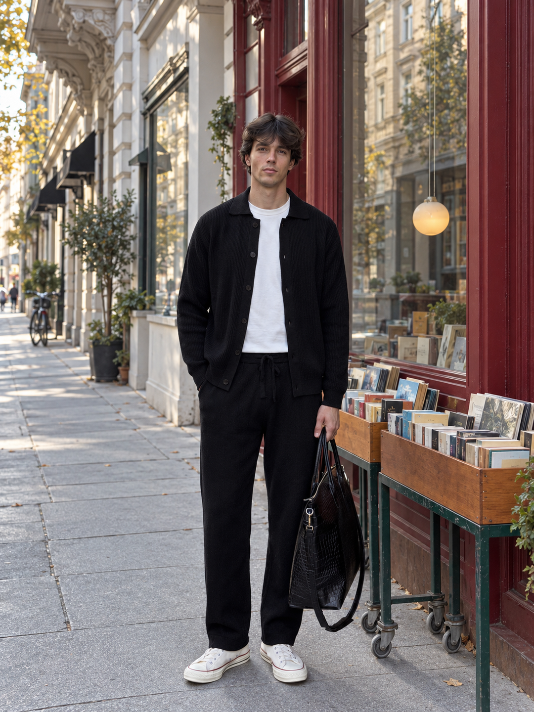 Andrej | Knit Set With Collared Cardigan Straight Pants
