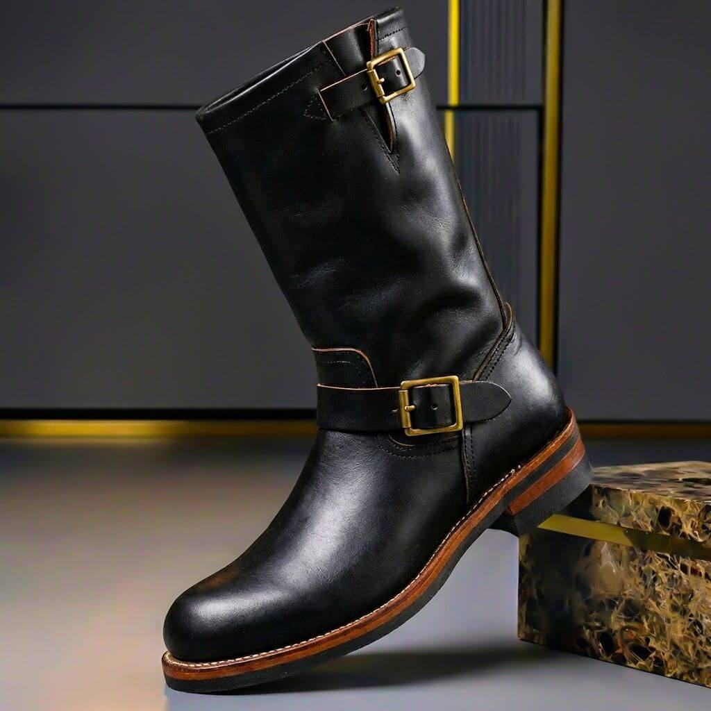 Osmar | Mid Calf Buckle Strap Riding Boots