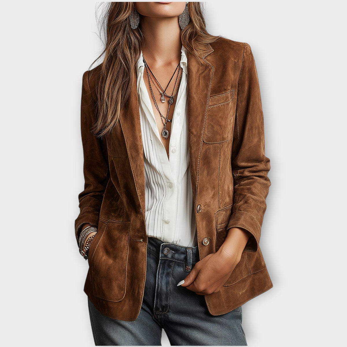 Dorothy | Suede-Style Blazer With Patch Pockets