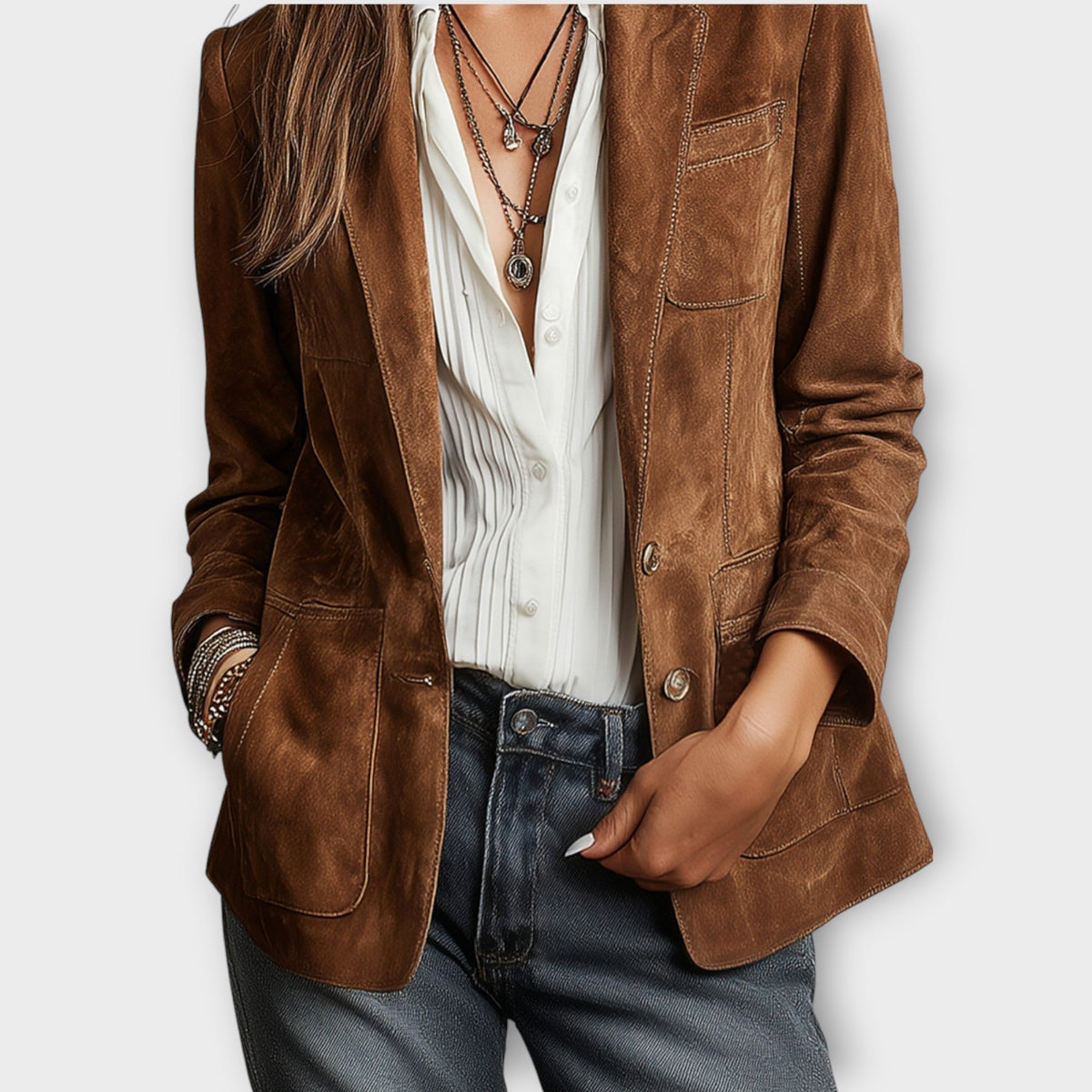Dorothy | Suede-Style Blazer With Patch Pockets