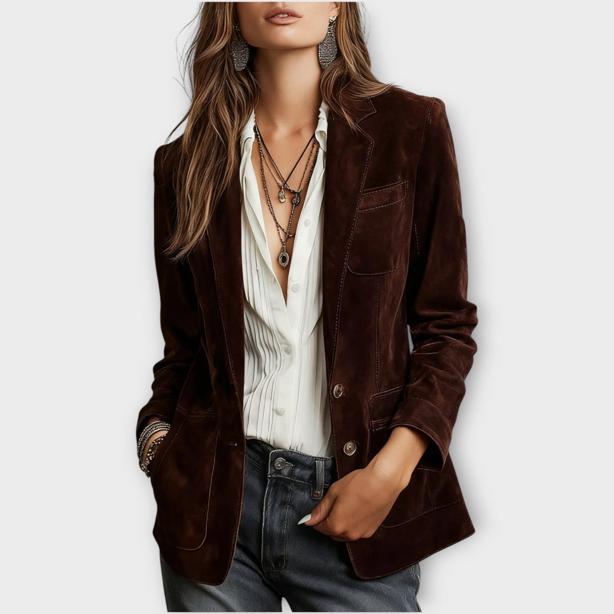 Dorothy | Suede-Style Blazer With Patch Pockets
