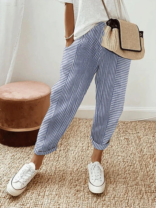 Stefana - Striped Drawstring Jogger Pants