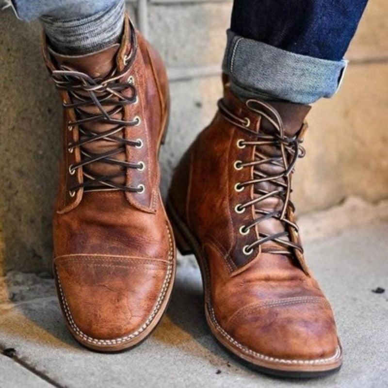 Walton | Boots Brown Lace Up Ankle Round Toe