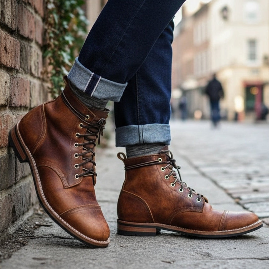 Walton | Boots Brown Lace Up Ankle Round Toe