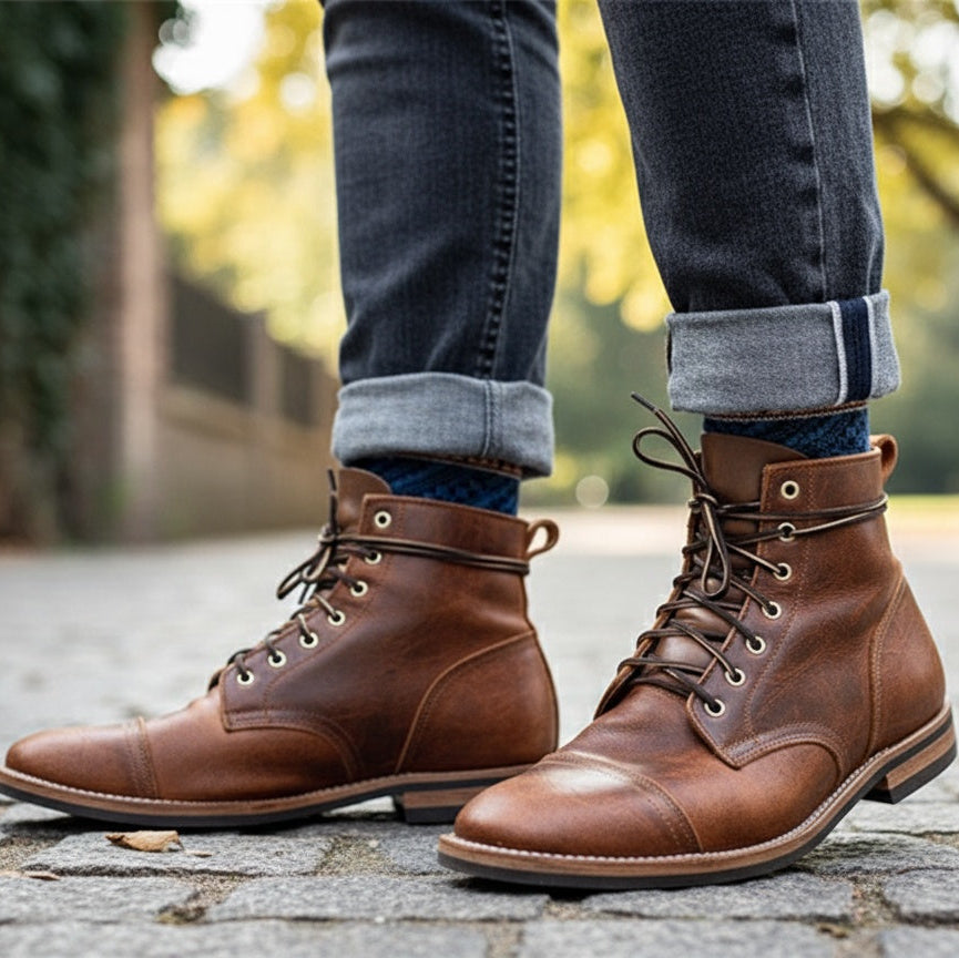 Walton | Boots Brown Lace Up Ankle Round Toe