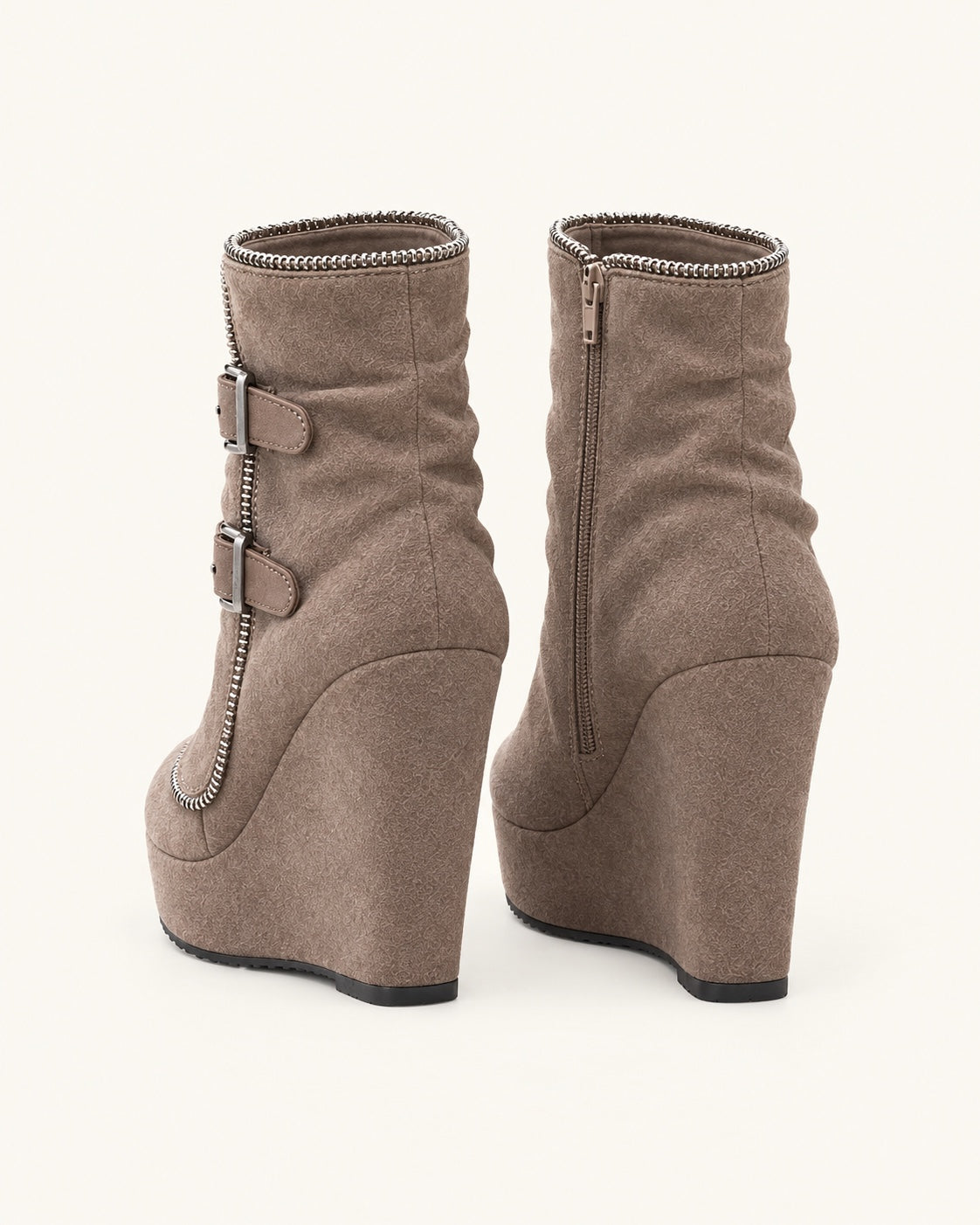 Jacinta | Boots With Wedge Heel and Buckle Straps
