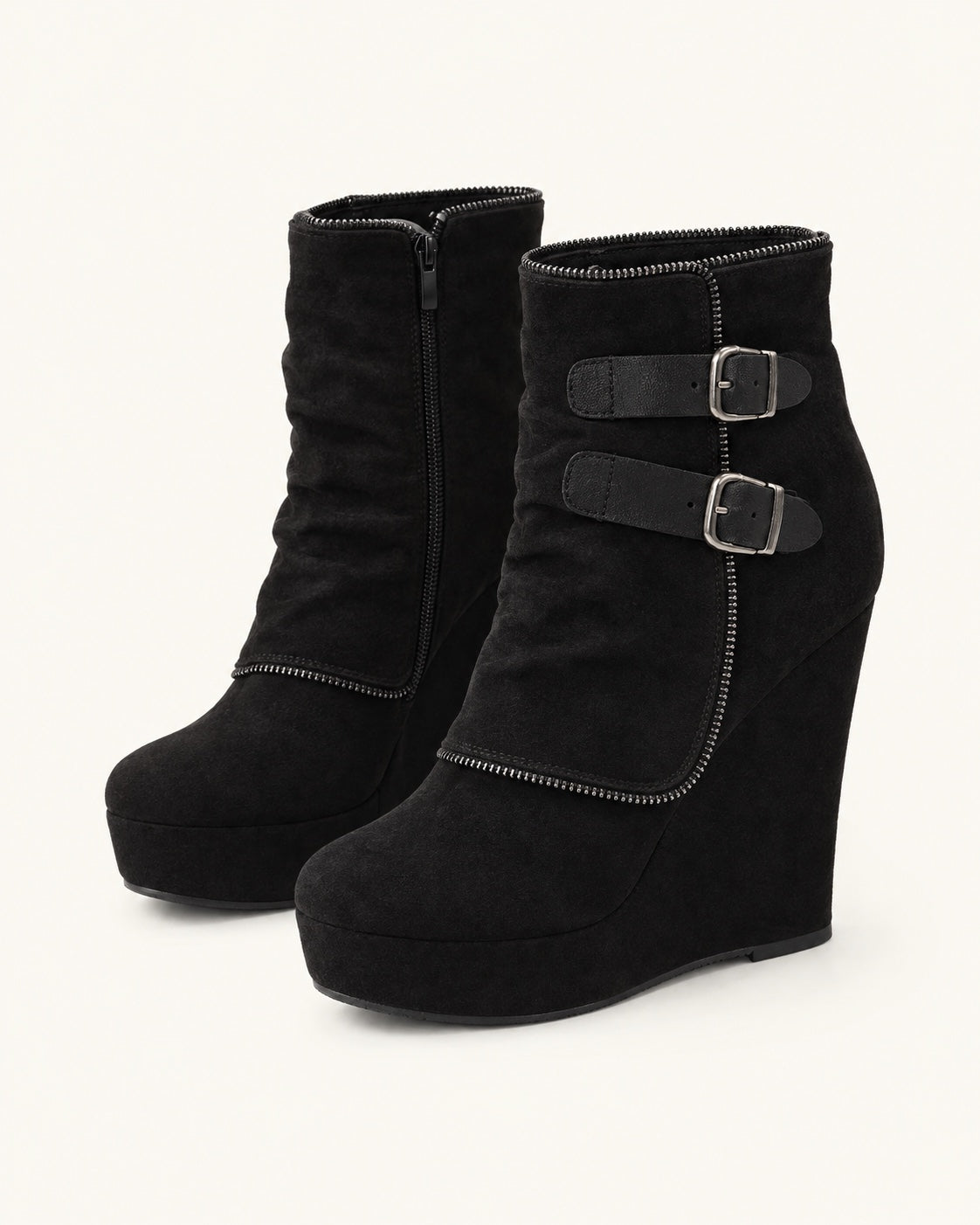 Jacinta | Boots With Wedge Heel and Buckle Straps