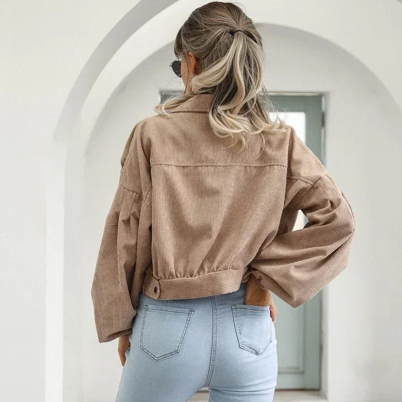 Aneraricia | Short Corduroy Bomber Jacket with Buttons