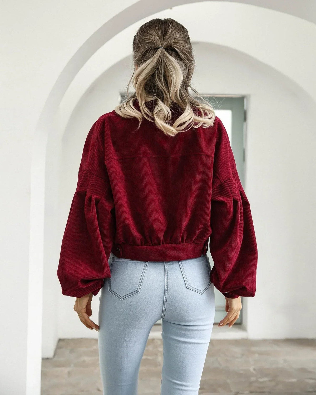 Aneraricia | Short Corduroy Bomber Jacket with Buttons