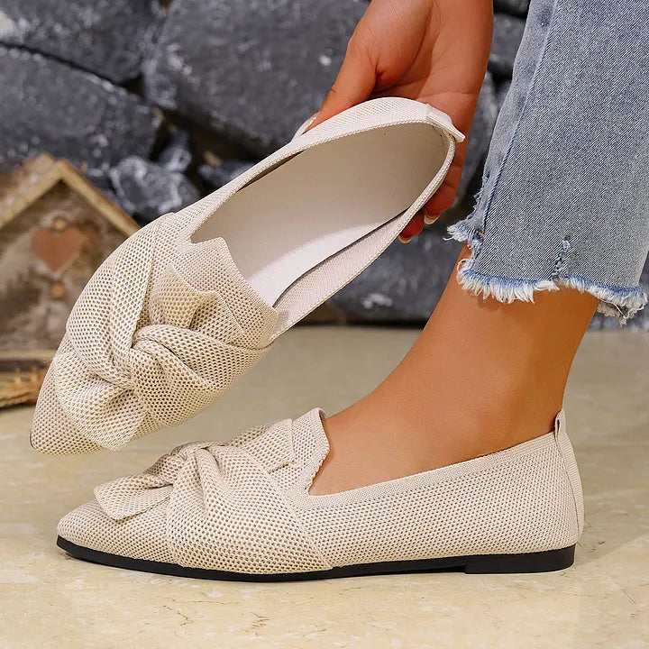 Hiromi | Bow Pointed Toe Slip On Flats
