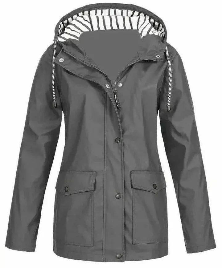 Ilektra | Hooded Long Sleeve Zip Rain Jacket