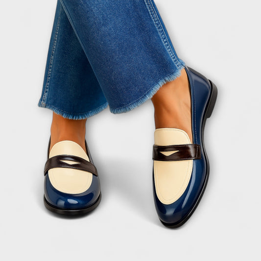 Maulika - Colorblock Slip On Loafers Flat Shoes