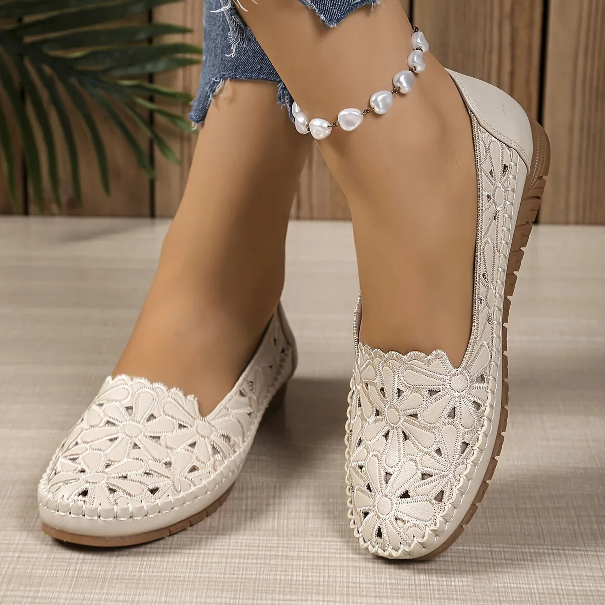 Inessa | Floral Cutout Loafer Flats