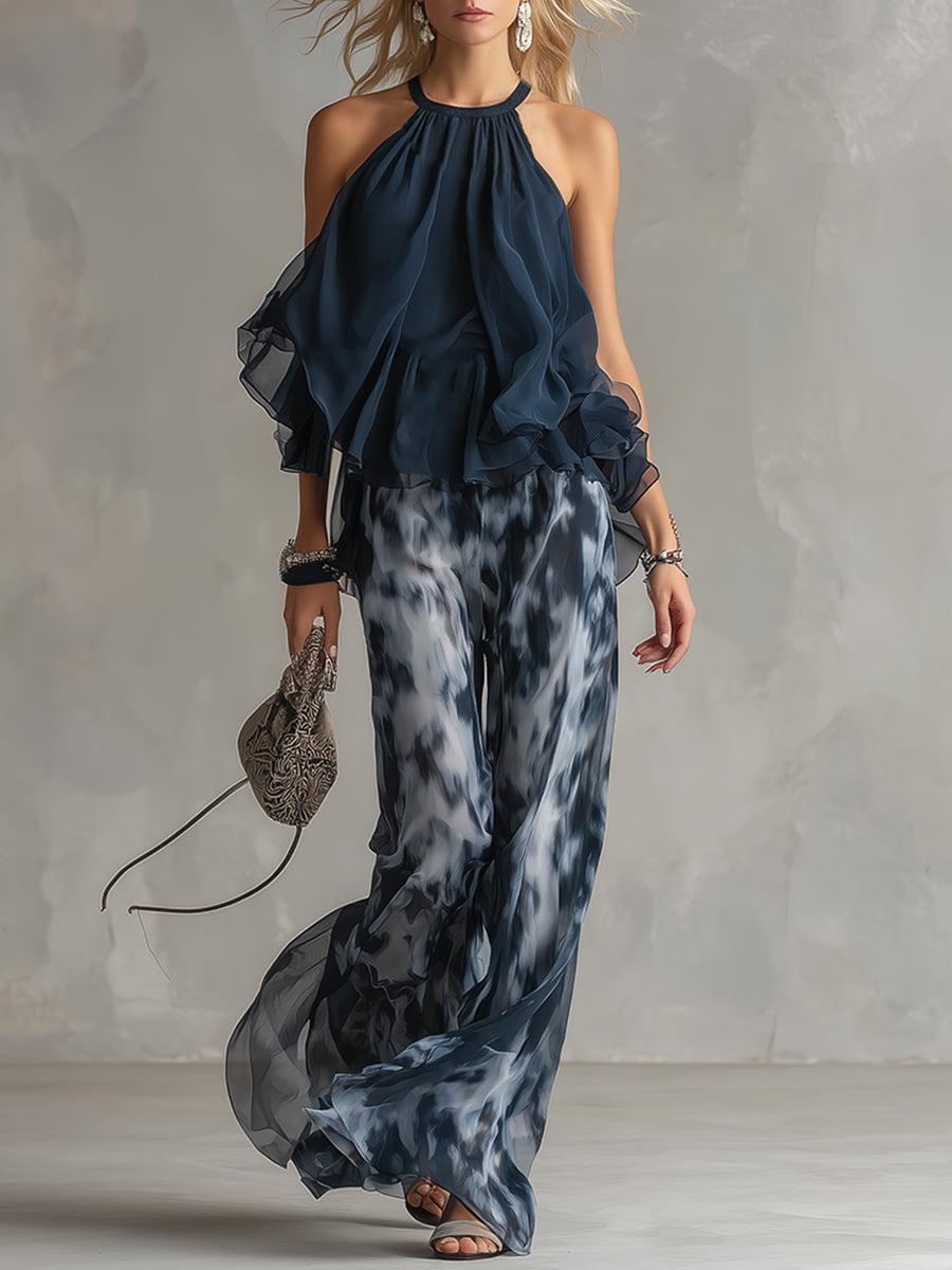 Shylla | Halter Ruffle Wide Leg Jumpsuit