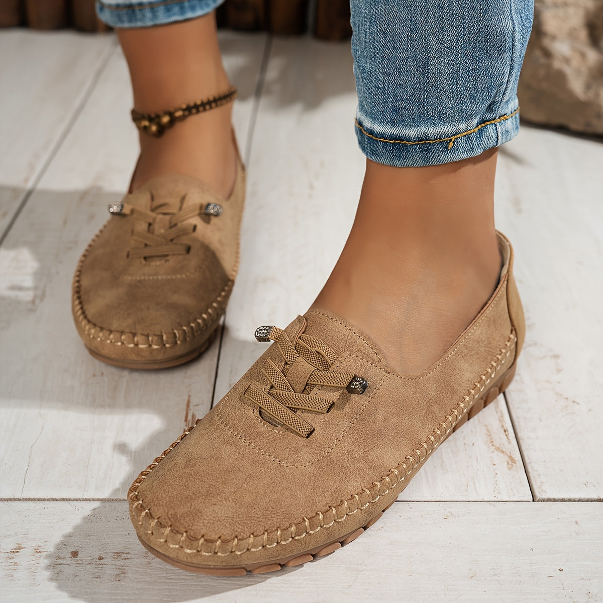 Zakiya - Slip On Lace Up Loafers