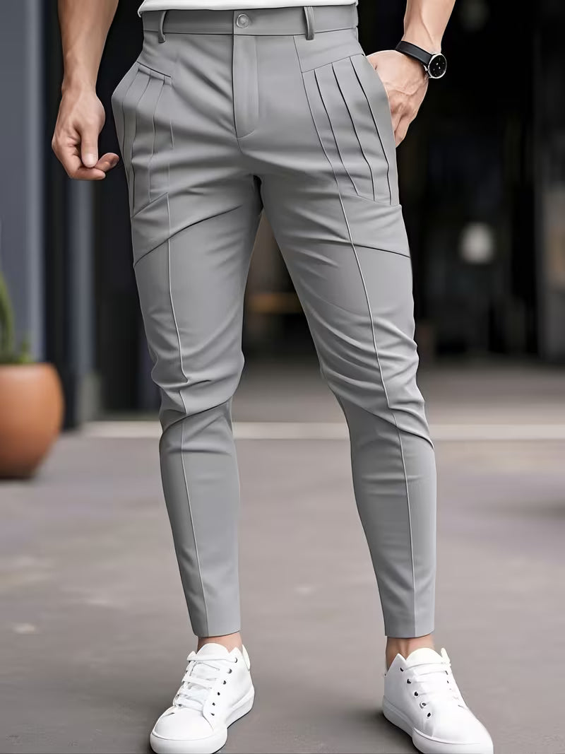Baldon | Slim-Fit Pleated Pocket Pants in Multiple Colors