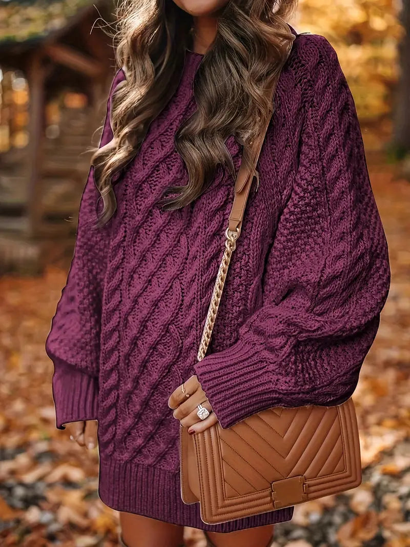 Joelle | Cable Knit Long Sleeve Sweater Dress