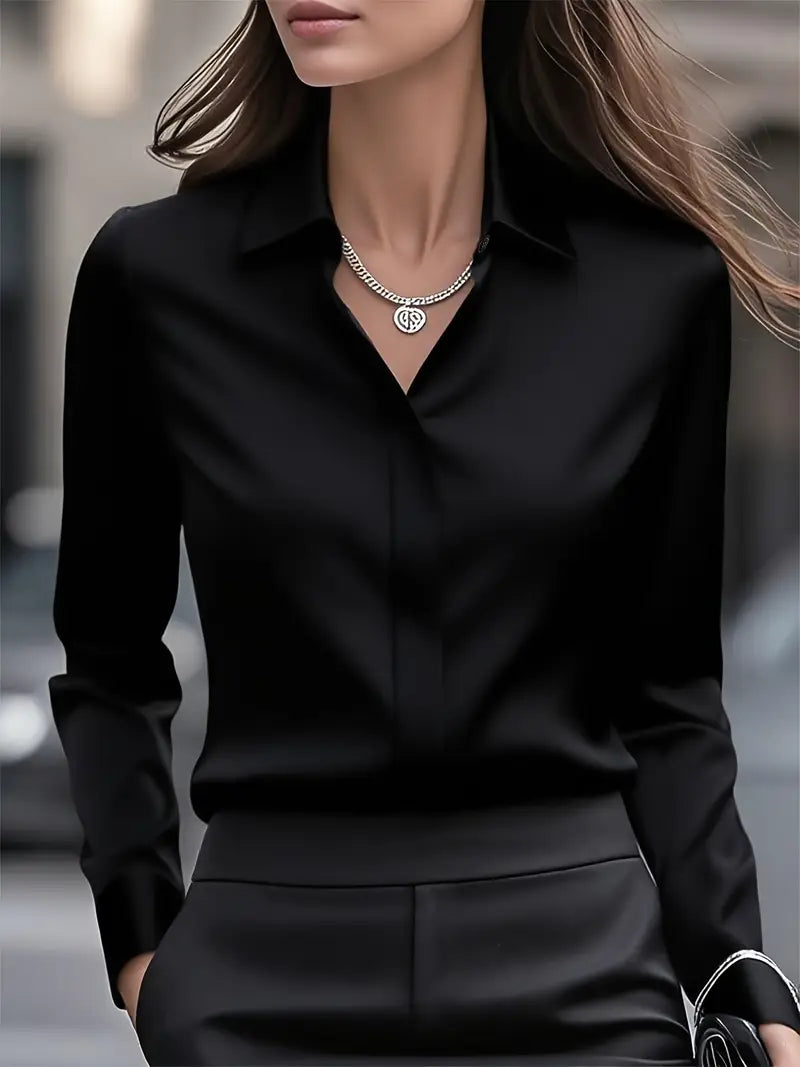 Amiliana - Long Sleeve Collared Button Shirt