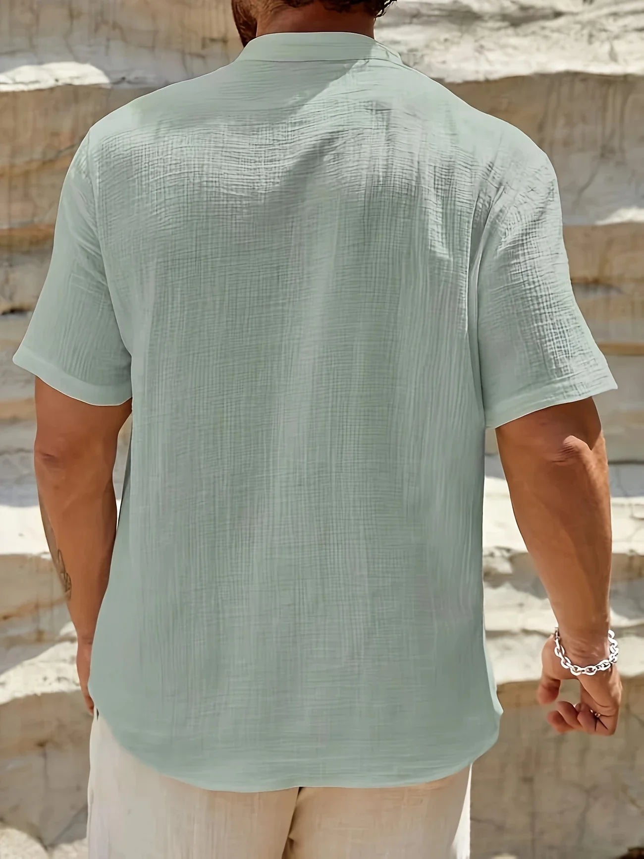 Sancho | Short Sleeve Stand Collar Henley Shirt