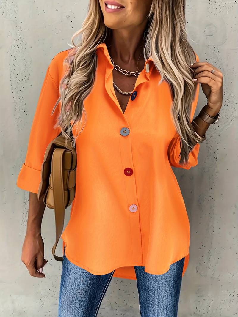 Lasangi - Long Sleeve Button Front Casual Shirt