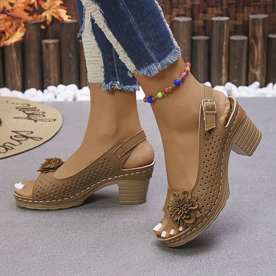 Imogen | Open Toe Slingback Block Heel Sandal