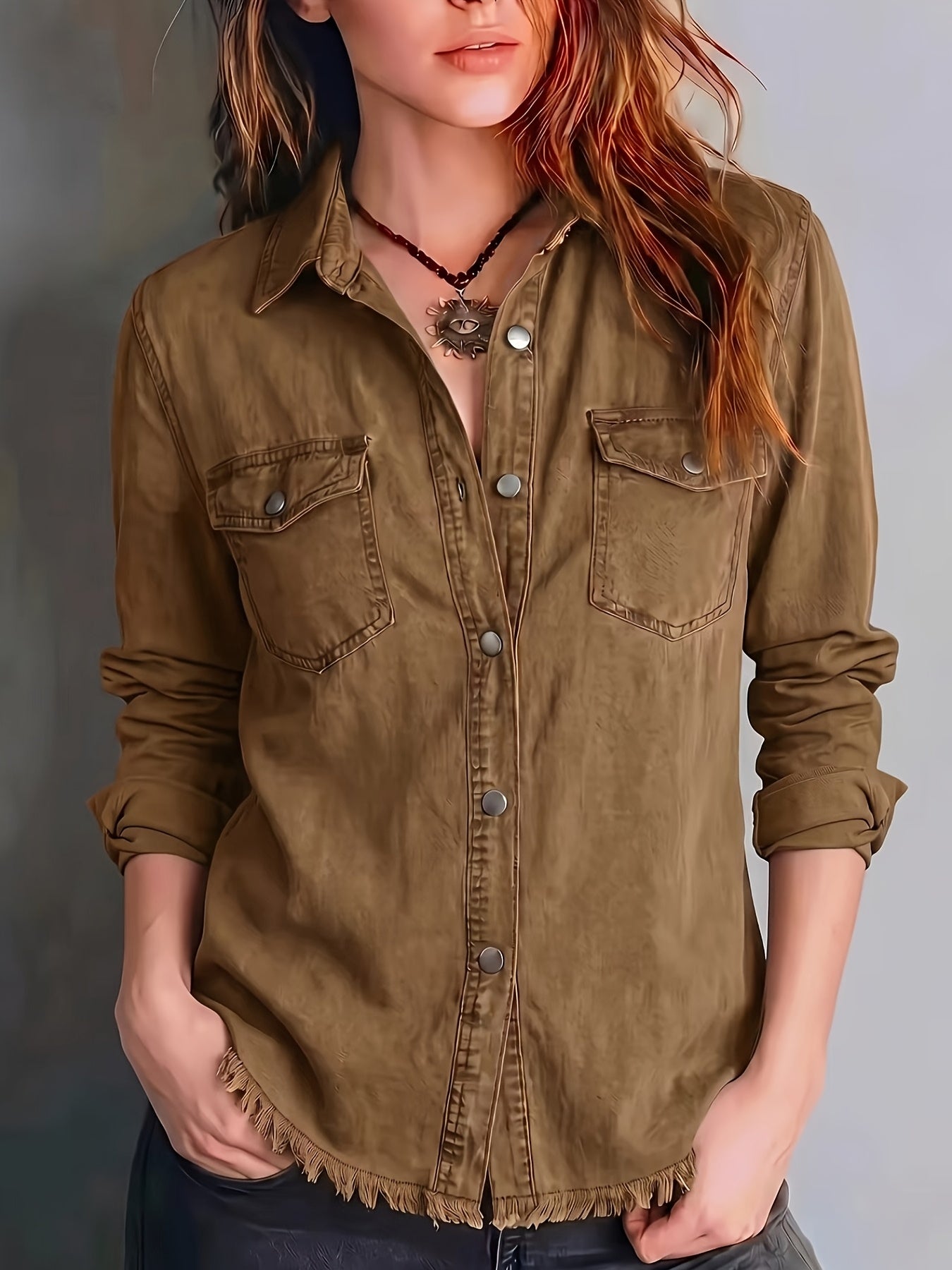 Blazka | Button Front Long Sleeve Shirt with Pockets