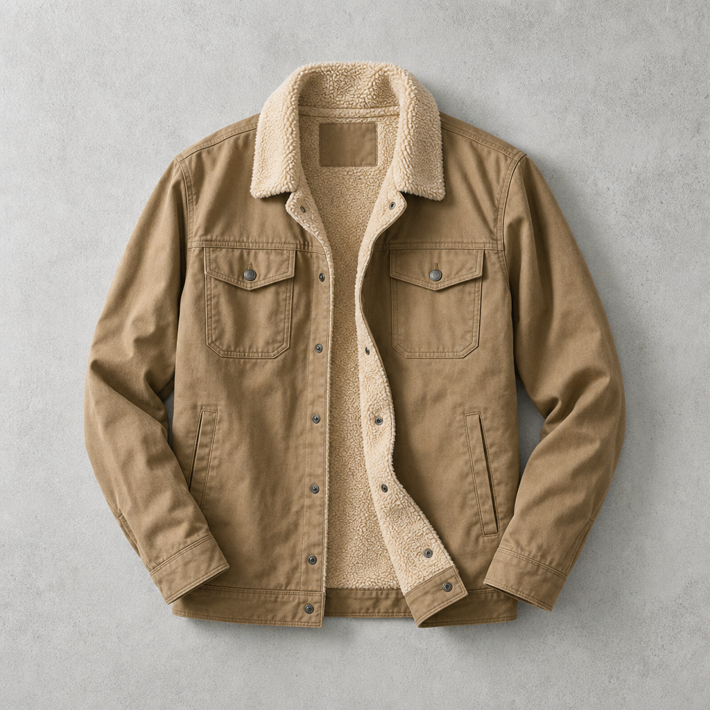 Georg | Jacket With Plush Collar and Snap Closure