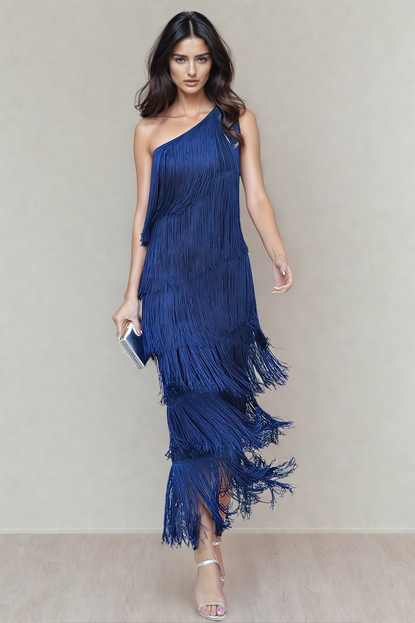Tamira | One Shoulder Fringe Midi Dress