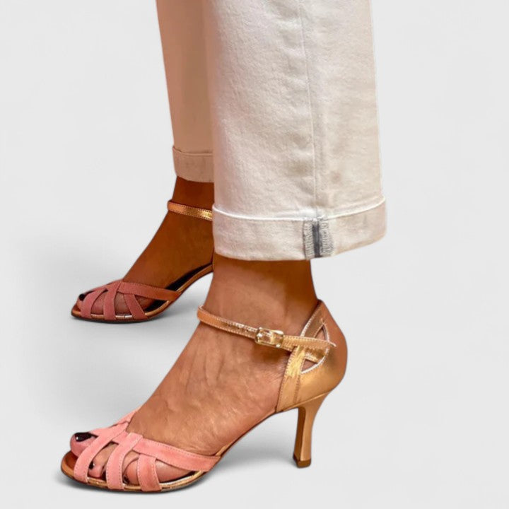Lise - Strappy Open Toe Mid Heel Sandals
