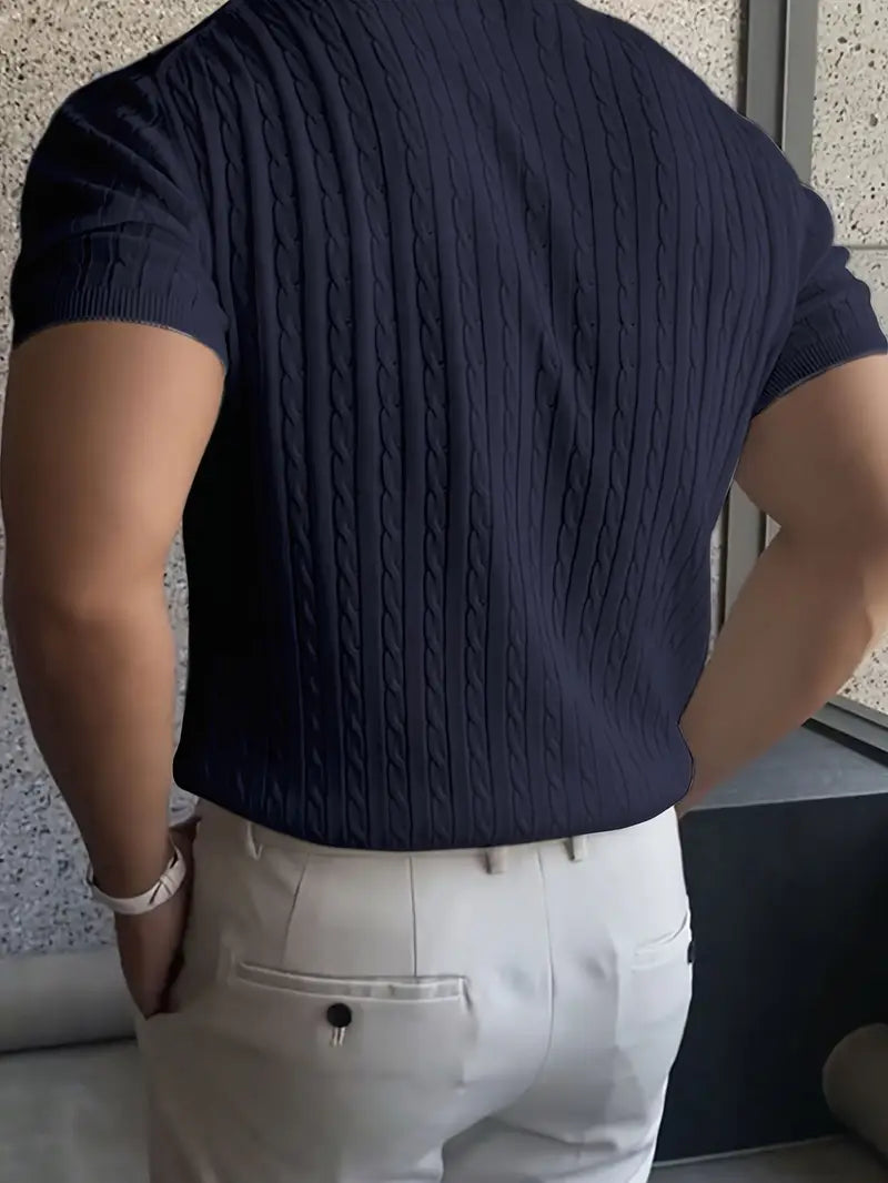 Kiril - Cable Knit Short Sleeve Crewneck Jumper