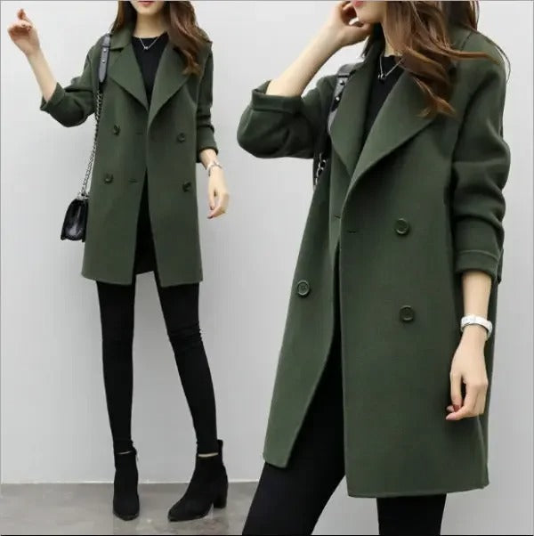 Katherene | Double Breasted Lapel Long Coat