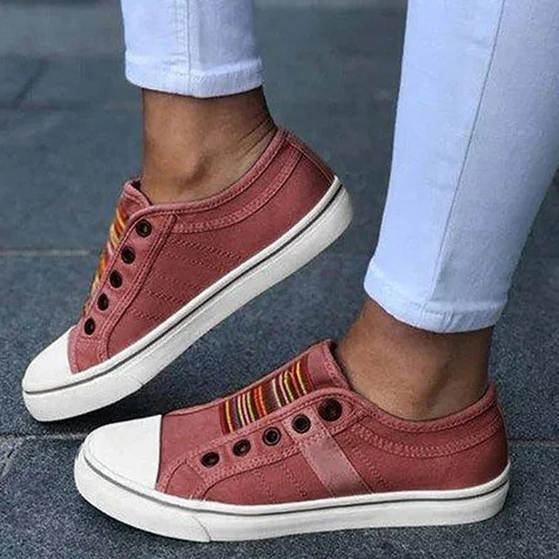 Guldy | Slip On Canvas Sneakers with Striped Panel
